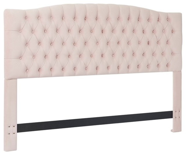 Elle Decor Celeste Queen Size Headboard Pearl Grey Velvet Transitional Headboards by