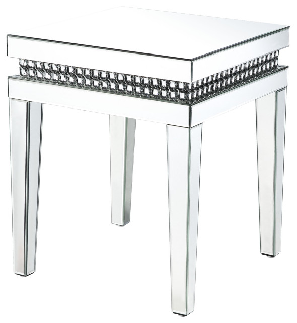 End Table, Mirrored and Faux Crystals Inlay Contemporary Side Tables And End Tables by