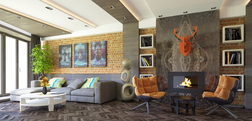 Гостиная с камином