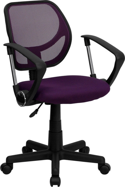 Mid-back Purple Mesh Task Chair and Computer Chair with Arms