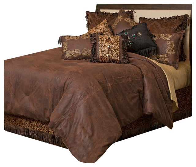 Gold Rush Bedding Set Eclectic, Faux Leather Comforter Set