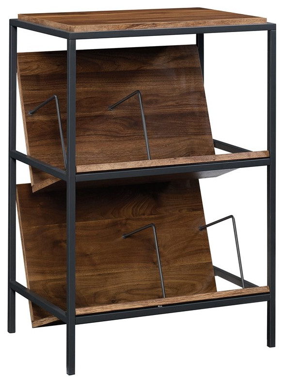 Sauder Nova Loft Engineered Wood and Metal Accent Storage Cabinet-Grand Walnut