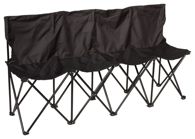 Portable 4 Seater Folding Team Sports Sideline Bench Black