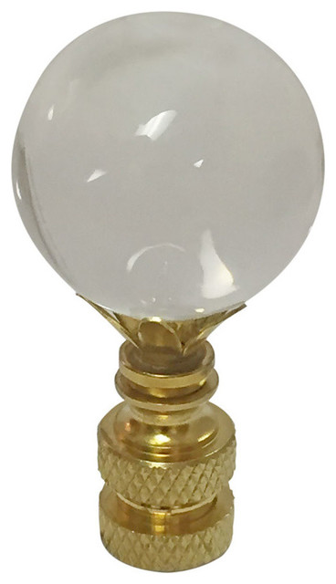 Lamp Finial-SUN-Faceted Crystal Lamp Finial-Polished Brass Base