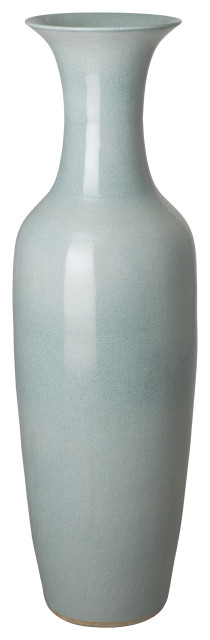 Tall Porcelain Vase, Celadon 14X48"H