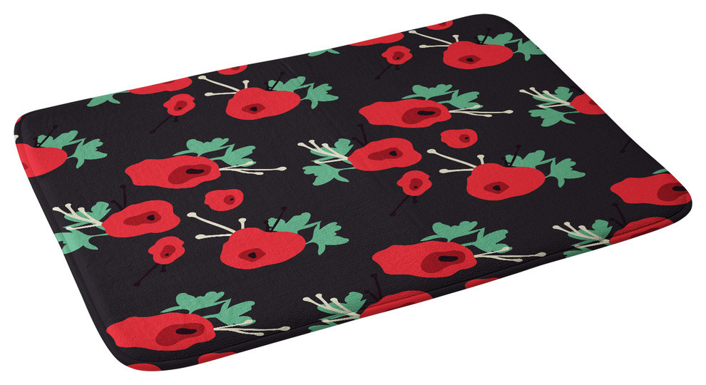 Kendall Poppy Field Memory Foam Bath Mat, 34"x21" Contemporary