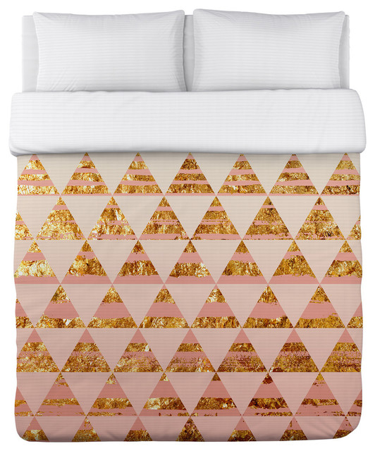 Ombriangle Pink Cream Gold Duvet Cover Contemporary Duvet