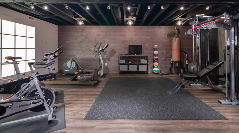 Inspiration for an industrial home gym in Boston.