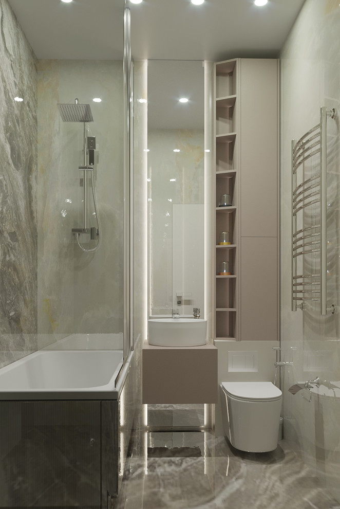 современные ванные душевые