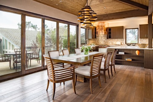 Dining Room with Modern Light Fixture
