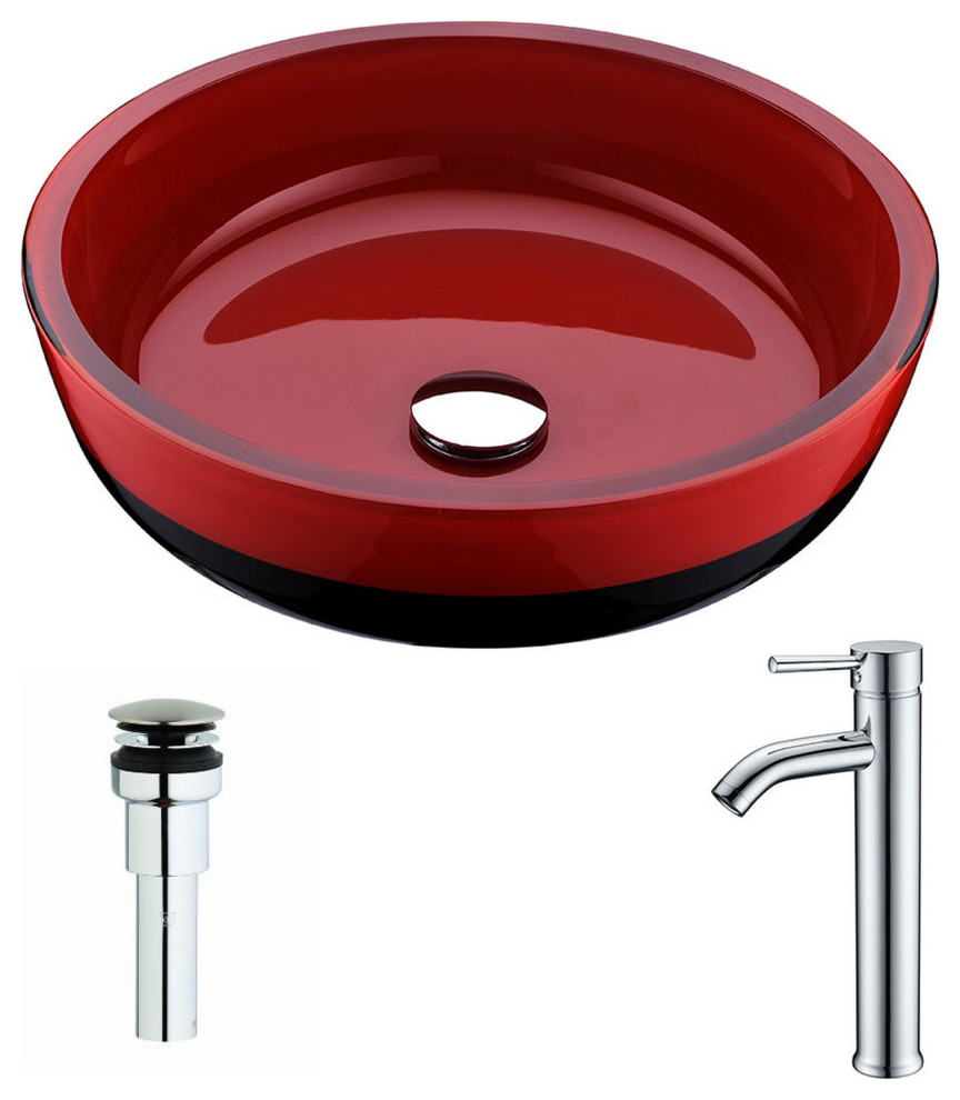 Schnell Series Deco, Glass Vessel Sink, Lustrous Red and Black