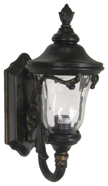 Outdoor Glass Wall Sconce, Burnished Bronze, 16.5"x6.75"