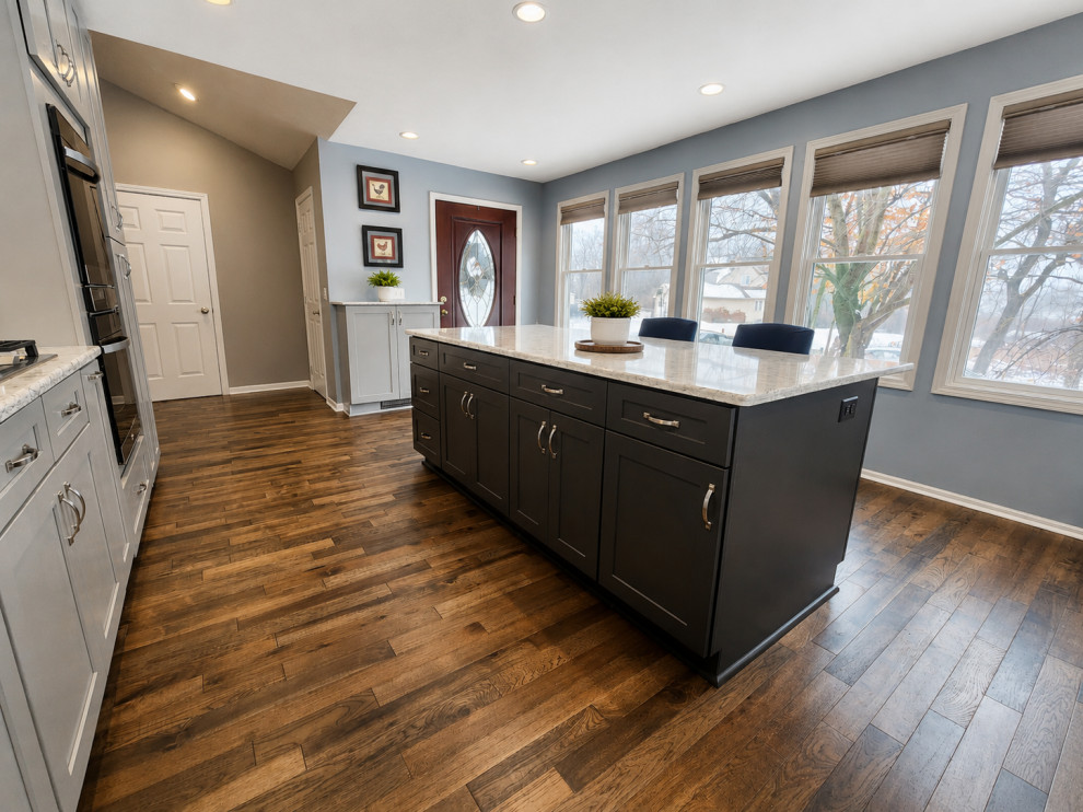 Wolf Lake Modern Lake House | Kitchen & Hardwood Flooring