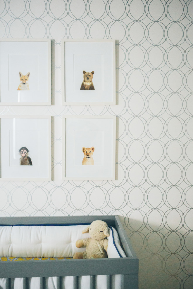 Design ideas for a mid-sized contemporary nursery in New York.