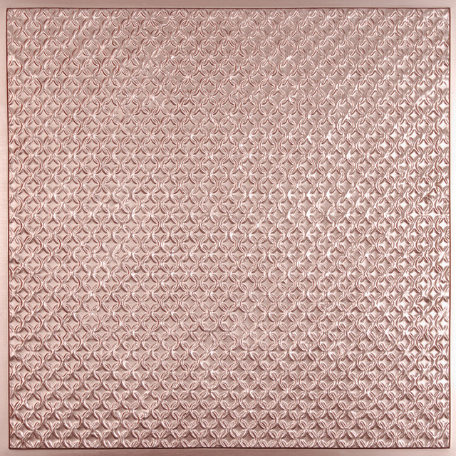 24"x24" Rattan White Ceiling Tiles, Set of 5, Copper