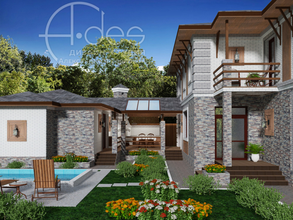 Архитектурный проект частного дома с банным комплексом