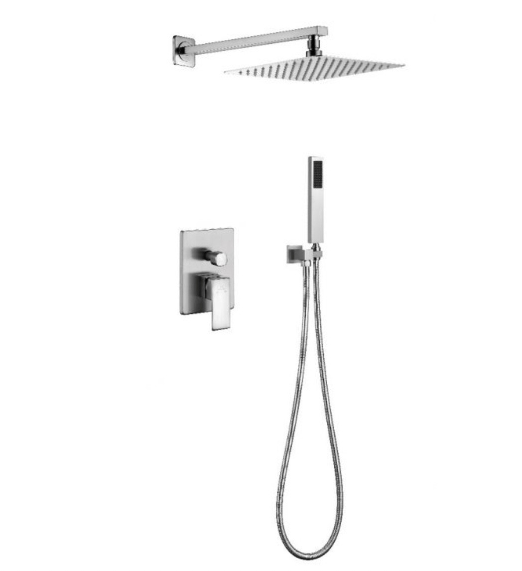 Concealed Shower System With 10" Square Rainfall Showerhead in Brushed Nickel. (RA-9415BN)