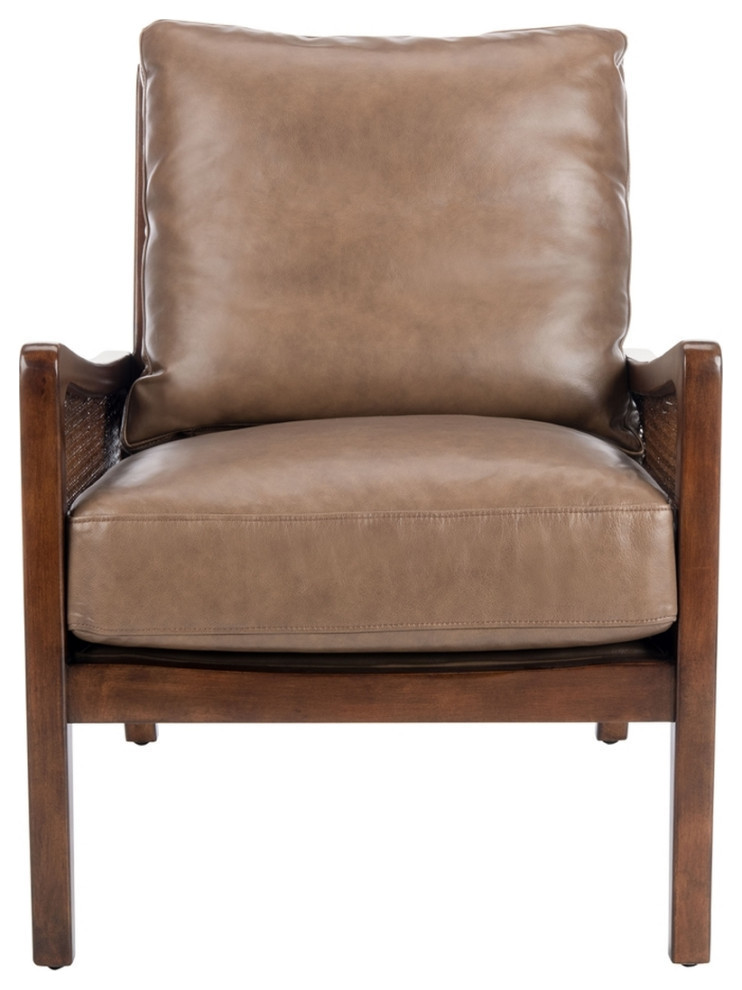 Secora Wood Frame Accent Chair, Dark Brown Tropical Armchairs And