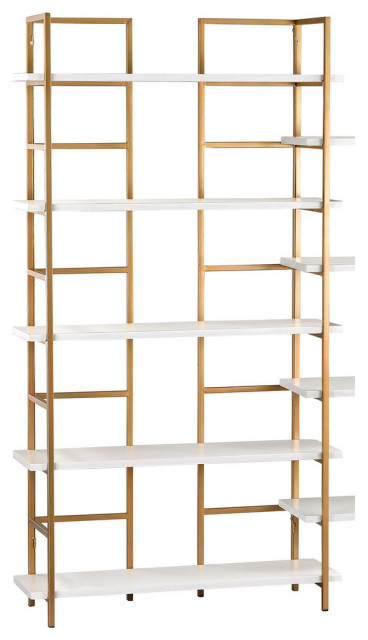 White And Gold Shelving Unit Contemporary Display Wall Shelves By Gwg Houzz - Gold Shelving Wall Unit