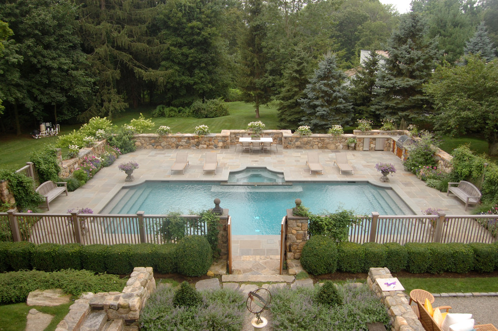 This is an example of a traditional rectangular pool in New York.