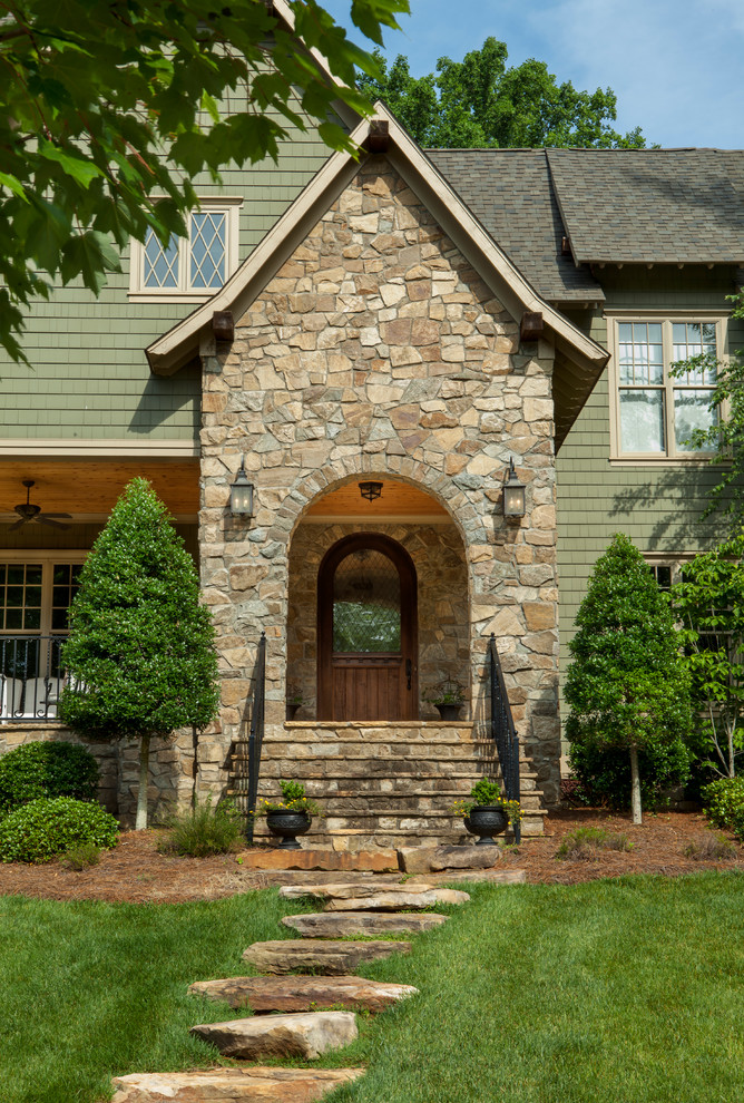 Traditional front door in Charlotte with a single front door and a glass front door.