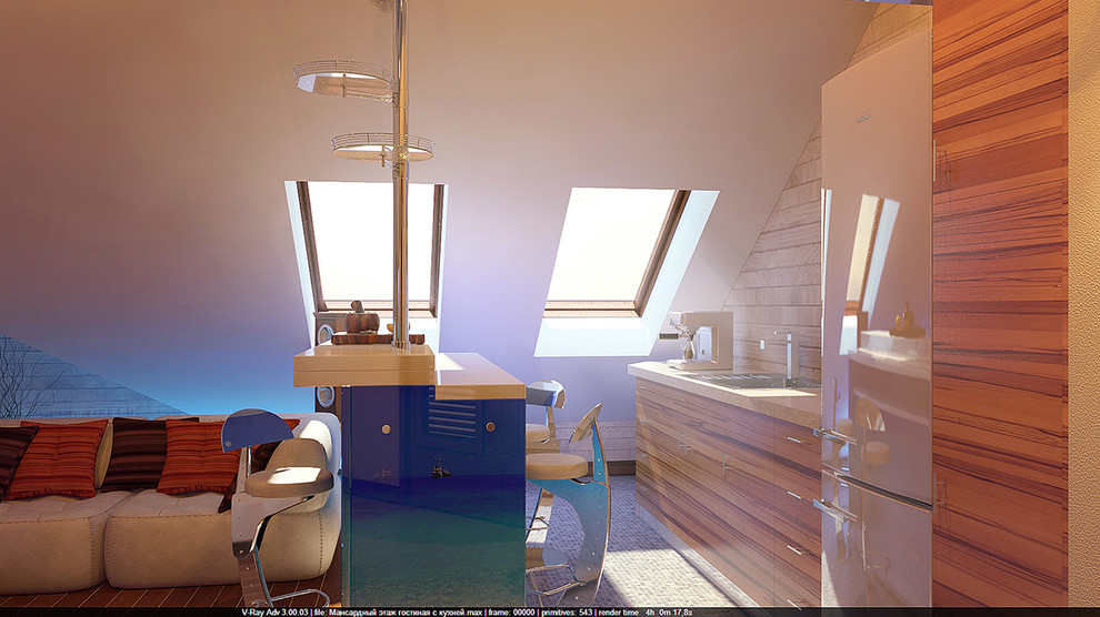 Интерьер мансардного этажа