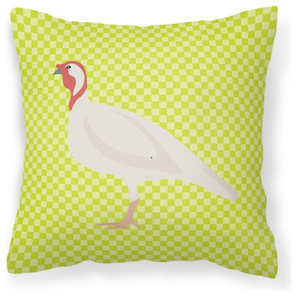 Beltsville Small White Turkey Hen Green Fabric Decorative Pillow Farmhouse Outdoor Cushions And Pillows By The Store
