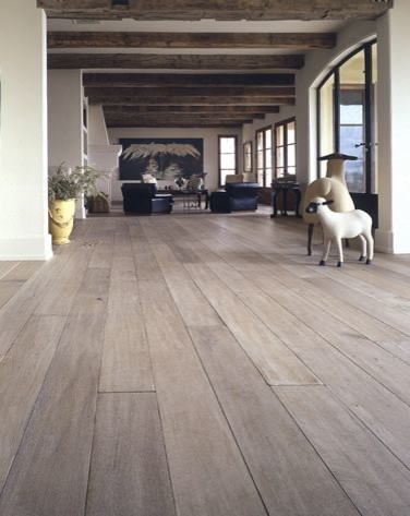 Inspiration for a large contemporary hallway in Phoenix with white walls, medium hardwood floors and brown floor.
