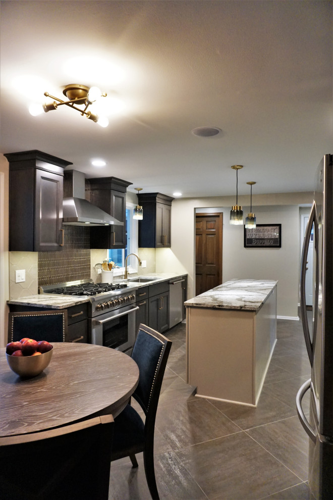 Example of a transitional home design design in New York