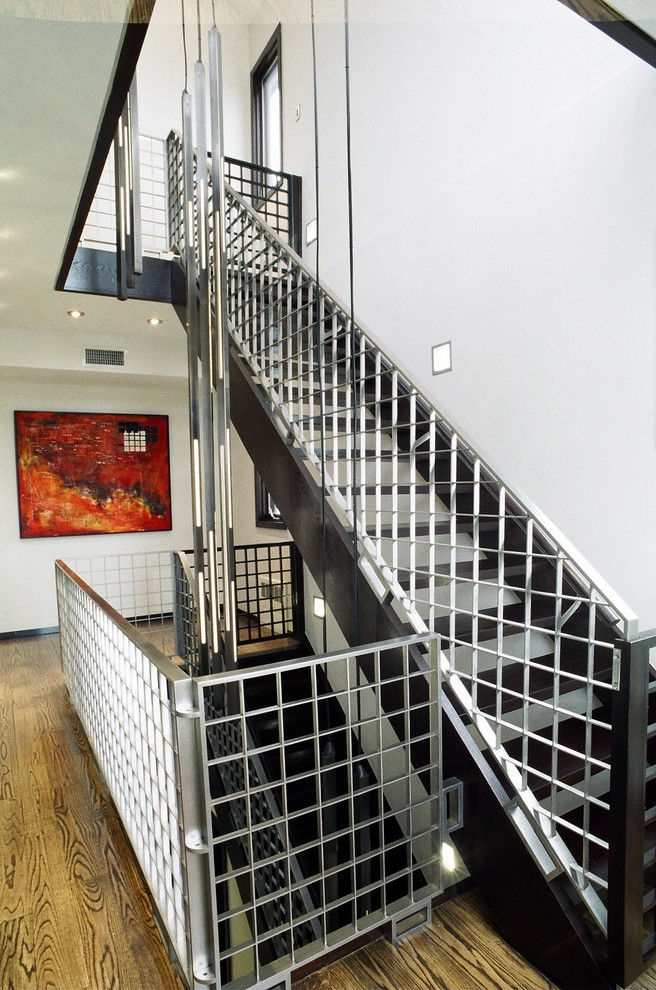 Industrial straight staircase in New York.