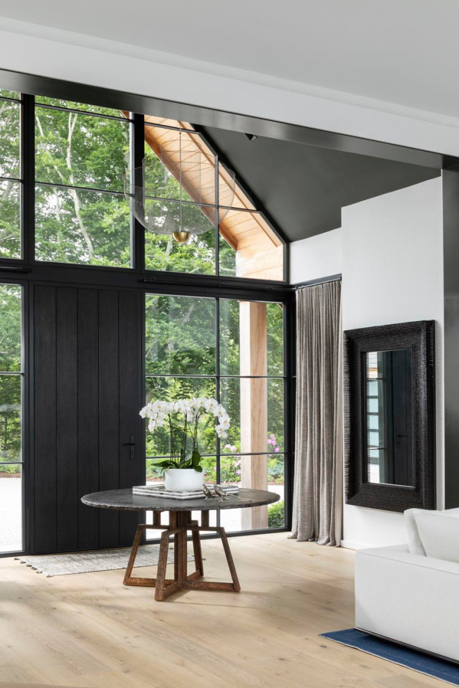 Inspiration for a large transitional foyer remodel in Boston