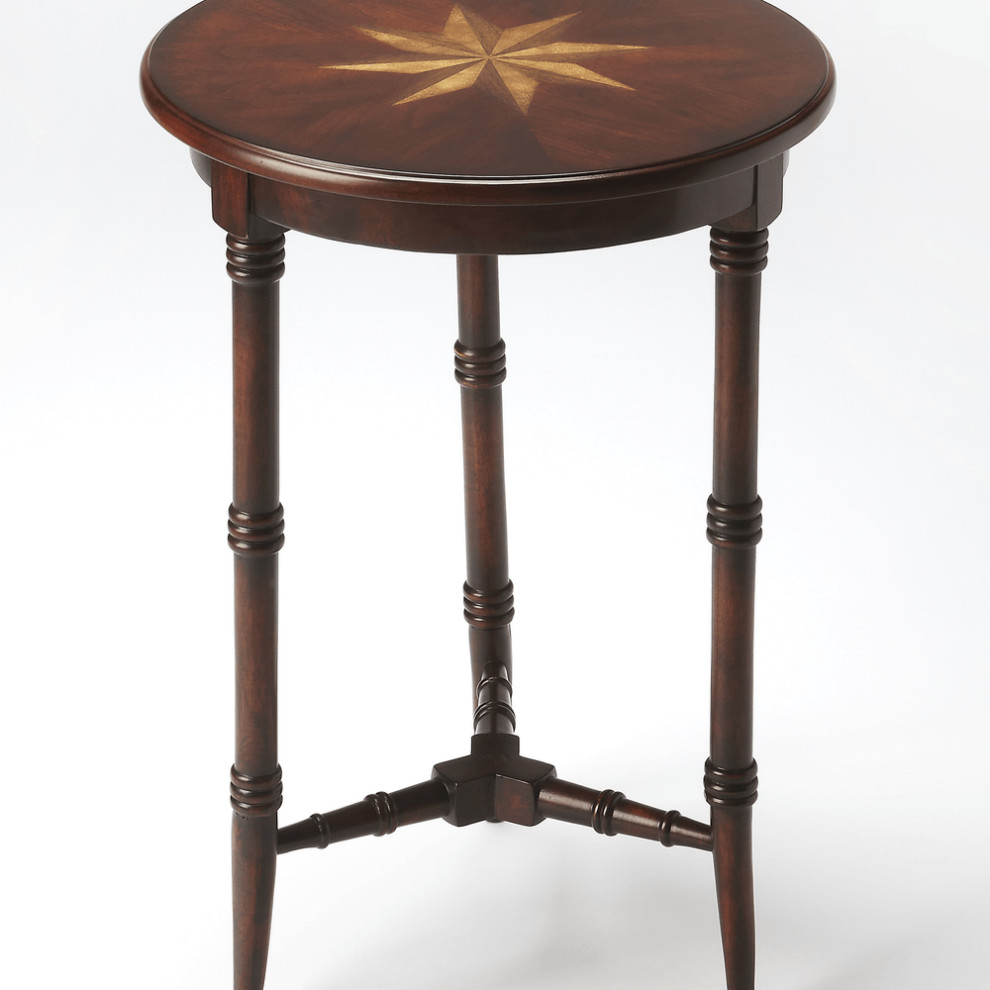 24" Dark Brown Mirrored Round End Table - Traditional - Side Tables And ...