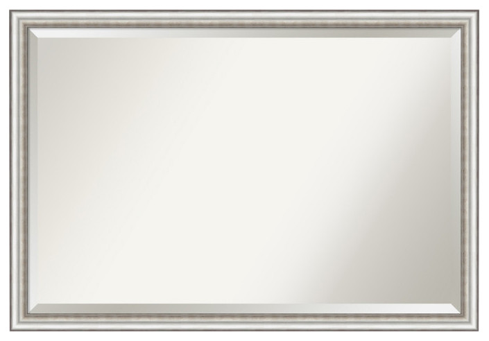 Salon Silver Narrow Beveled Bathroom Wall Mirror - 38.5 x 26.5 in.