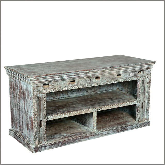 Hand Carved Rustic Wood Display Tv Stand Media Console Home Design Jpg