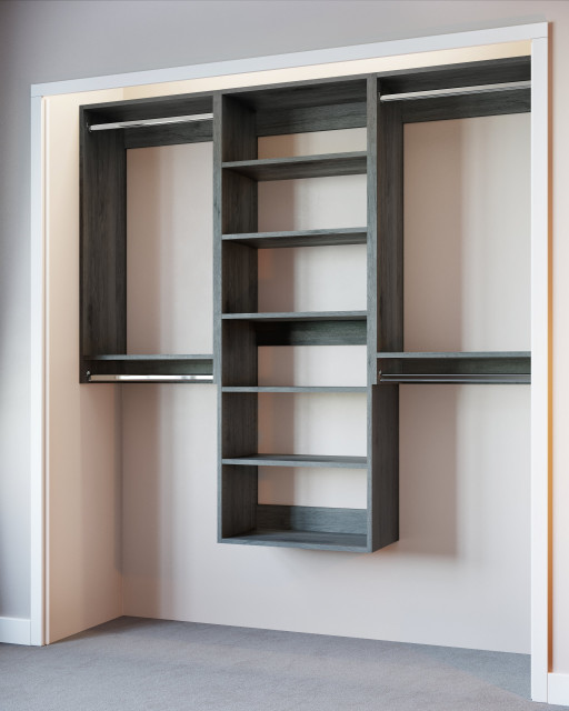 Modular Closet System Double Hanging Closet Organizer and Shelving 66 ...