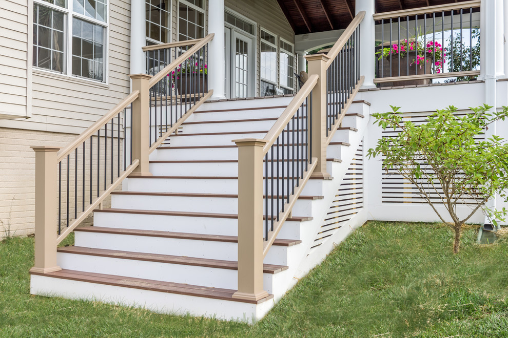 Deck - backyard deck idea in Baltimore with a roof extension