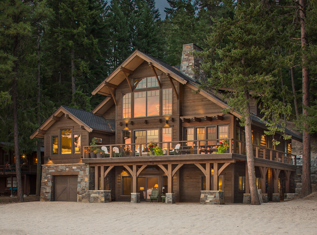 Priest Lake Cabin rustikt-hus-og-facade