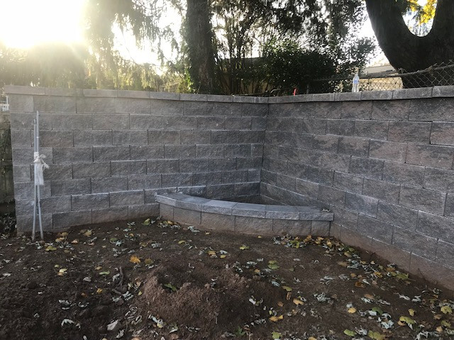 Retaining wall and patio