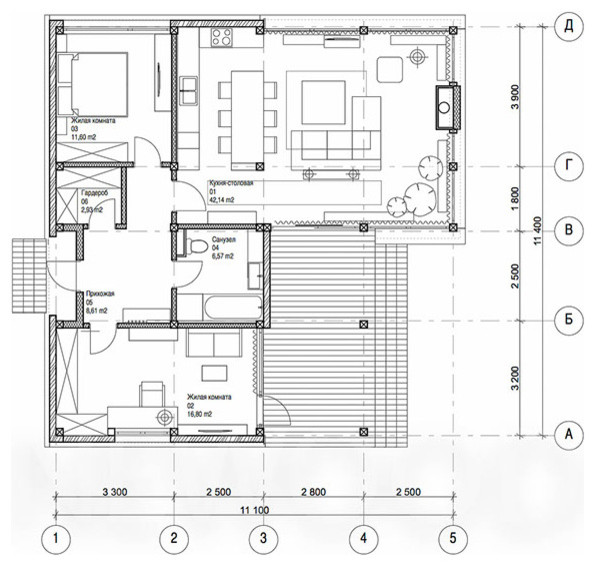 Современный деревянный дом  "Верея 100"
