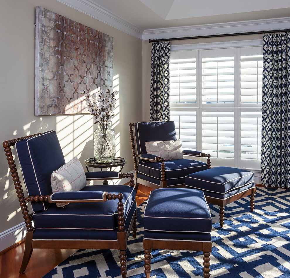 Bedroom - traditional medium tone wood floor bedroom idea in Charlotte with white walls