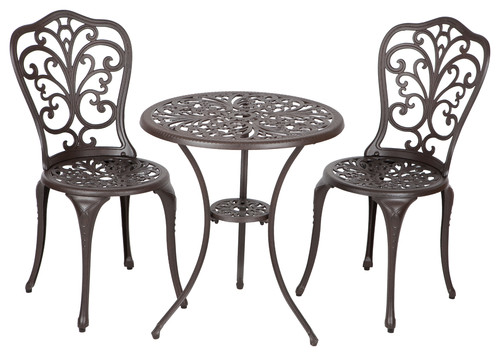 Antique Bronze Cast Aluminum 3 Piece Bistro Set, Faustina