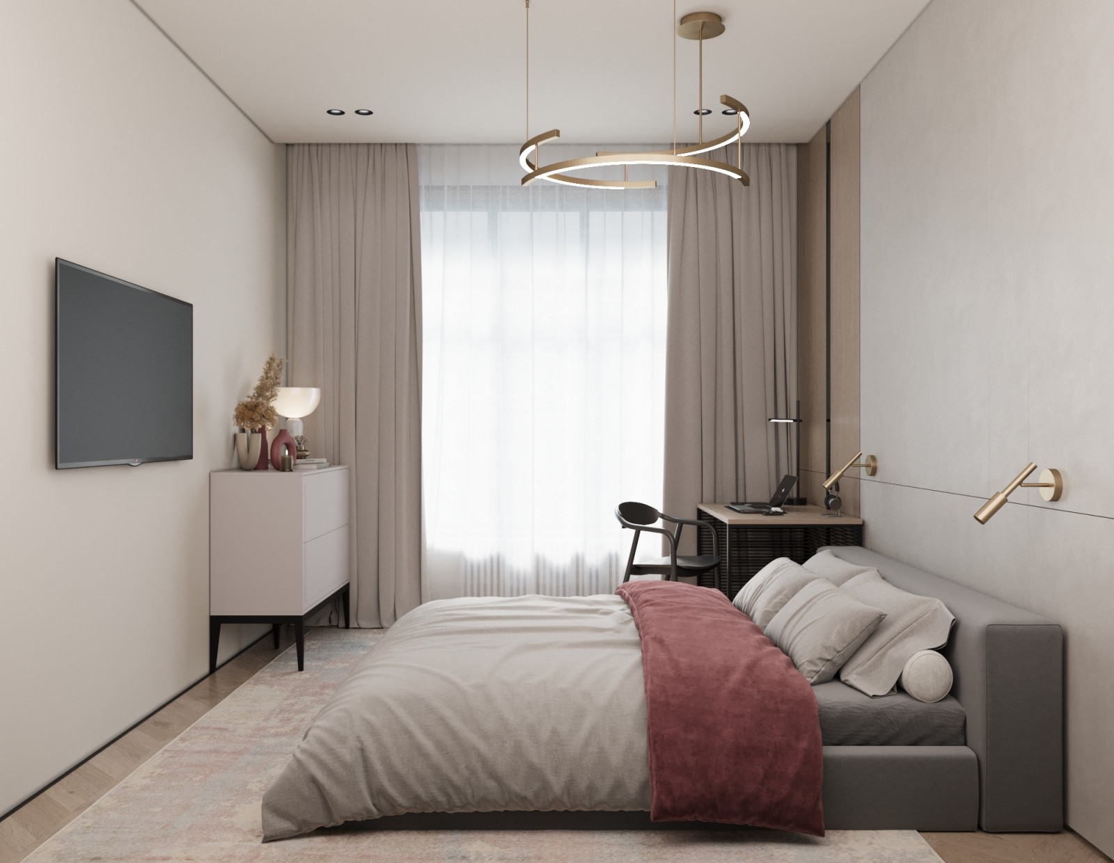 Современный минимализм спальня 1