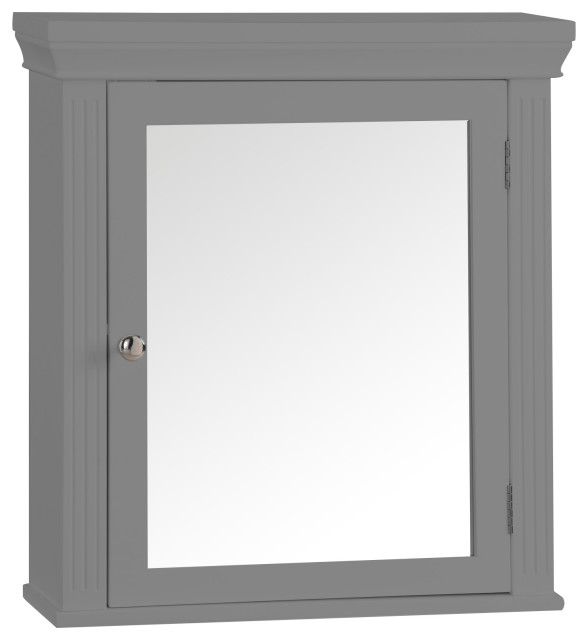 Wooden Bathroom Medicine Mirror Grey Transitional Medicine