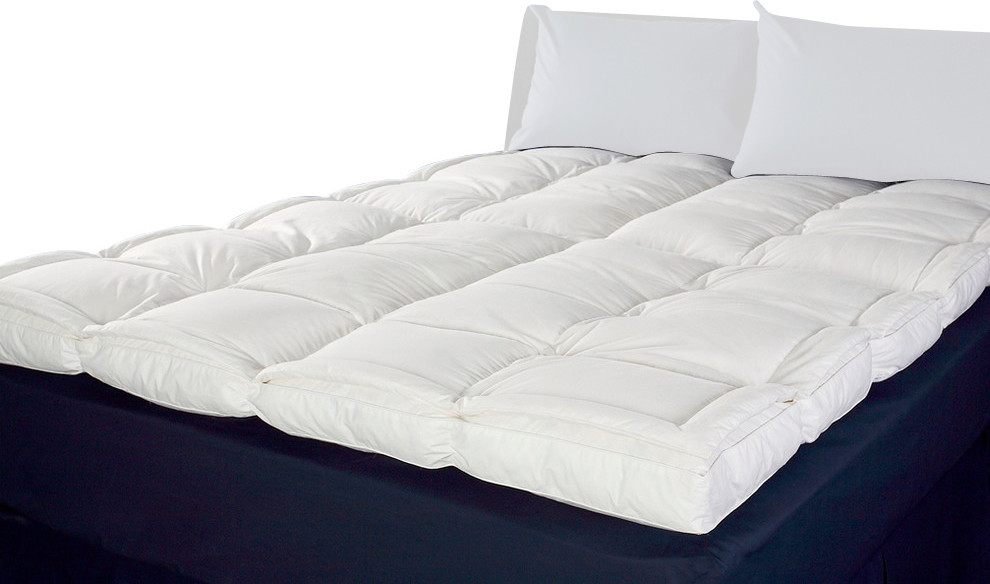 Luxury DownTop Featherbed, 75" X 54" Contemporary Mattress Toppers