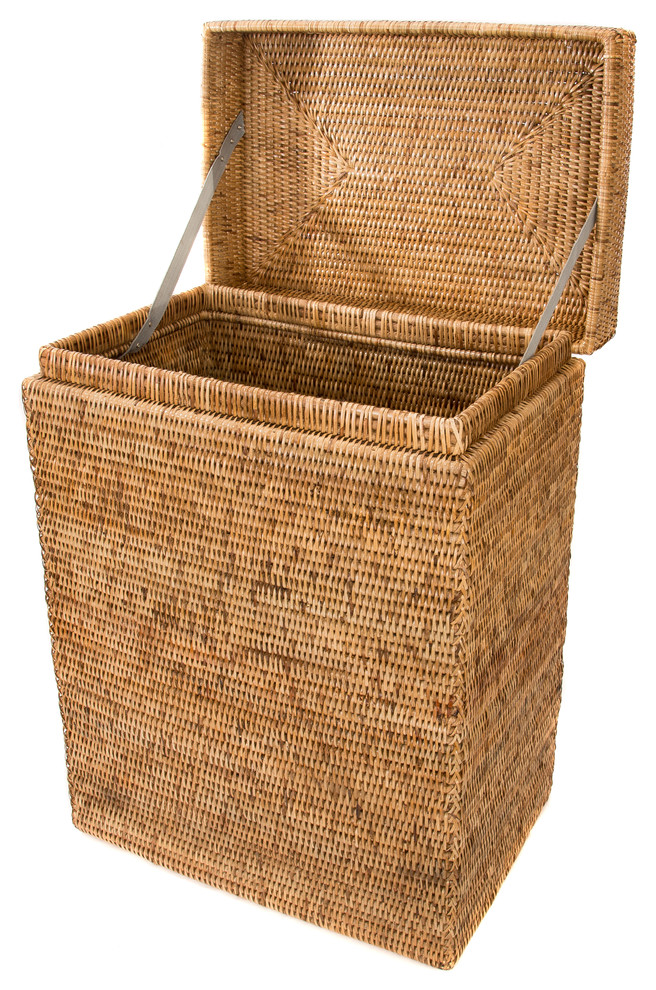 Artifacts Rattan Rectangular Hamper With Hinged Lid Tropical