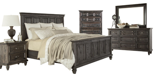 Magnussen Calistoga 5 Piece Panel Bed In Charcoal Bedroom Set Queen