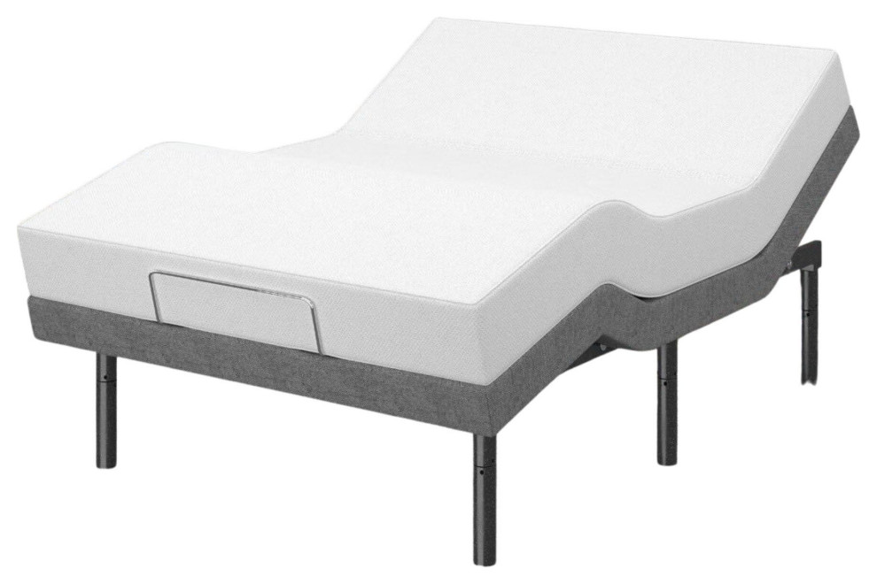 Renanim Adjustable Dual Massaging Bed Frame with USB Port, Wireless