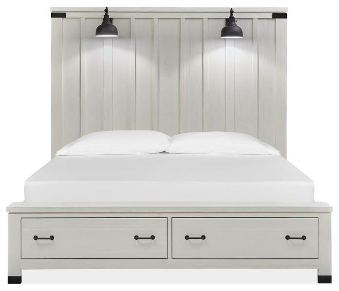 Magnussen Harper Springs Panel Storage Bed in Silo White, Queen