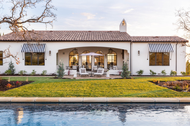 Spanish Revival mediterranean-pool