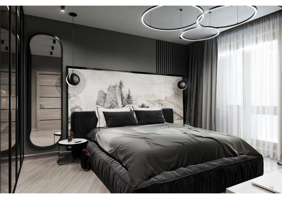 квартира в современном стиле в темных оттенках